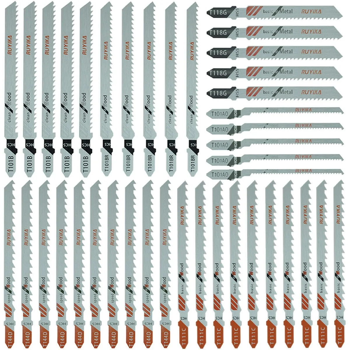 40PCS Jigsaw Blades T-shaft For RUYIKA Makit Jigsaw Blade Set Wood Metal WoodHCS Sharp-toothed Free-angle Tooth-ground
40PCS Jigsaw Blades T-shaft For RUYIKA Makit Jigsaw Blade Set Wood Metal WoodHCS Sharp-toothed Free-angle Tooth-ground