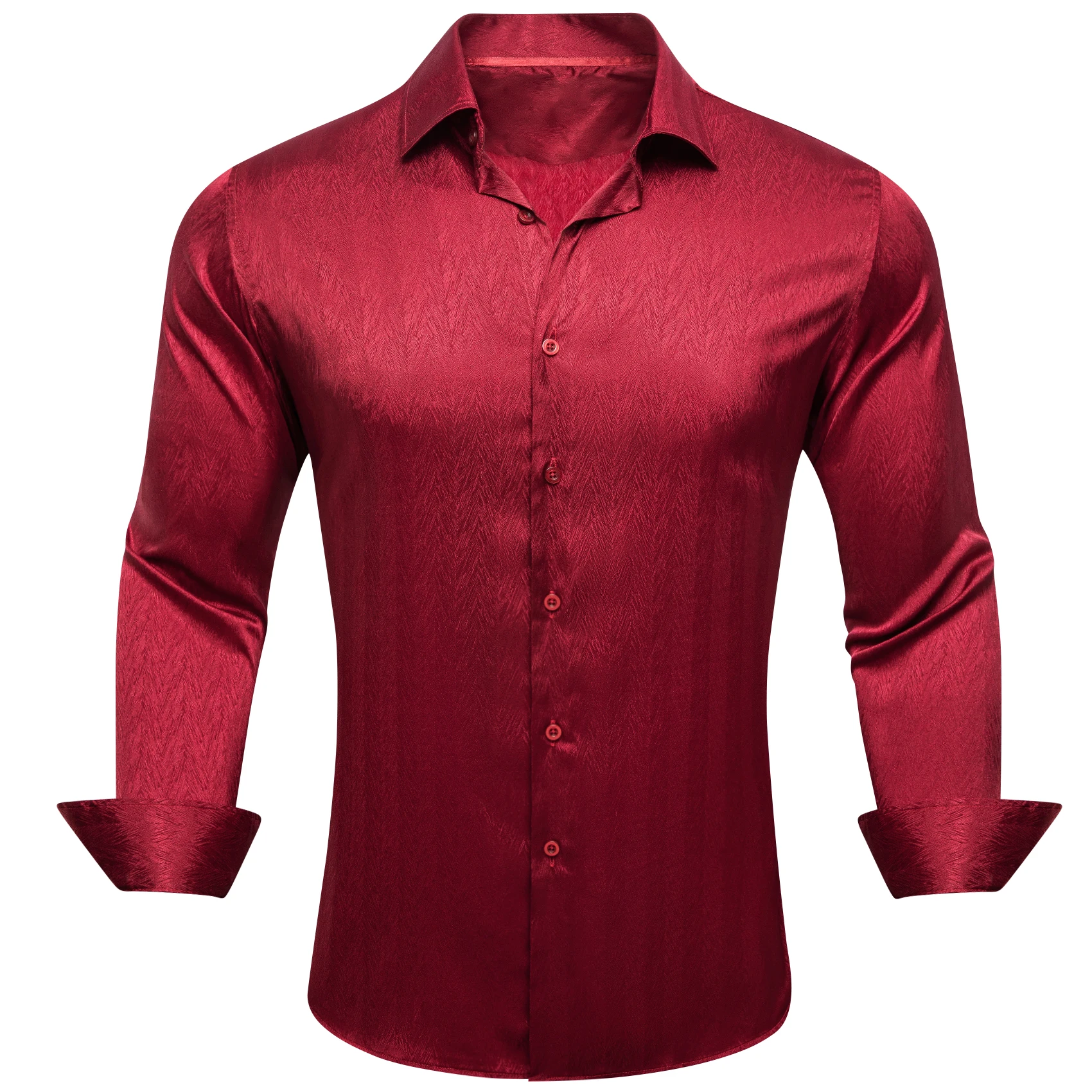 

Роскошные шелковые рубашки для мужчин, атласные красные бордовые с длинным рукавом, приталенные мужские блузки, повседневные официальные топы, дышащие, Barry Wang