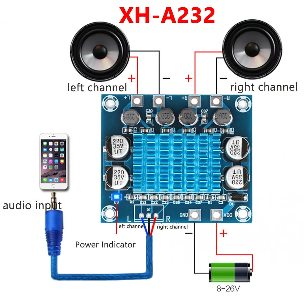 50pcs/lot DC 12-24V XH-A232 30W+30W Class D Digital Audio Power Digital Stereo Audio Power Amplifier Board
50pcs/lot DC 12-24V XH-A232 30W+30W Class D Digital Audio Power Digital Stereo Audio Power Amplifier Board