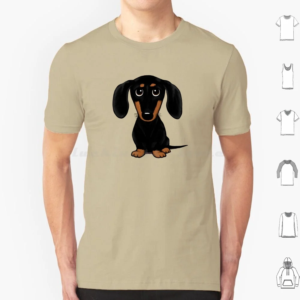 

Cute Black And Tan Smooth Coated Dachshund Cartoon Dog T Shirt Cotton Men Women Diy Print Dachshund Dachshunds Doxie Dachsie