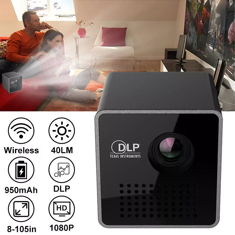 

UNIC P1S WIFI Wireless Pocket DLP Mini Portable Projector 40 Ansi lumens Micro Miracast DLNA Video Projector UNIC P1 + H Wifi