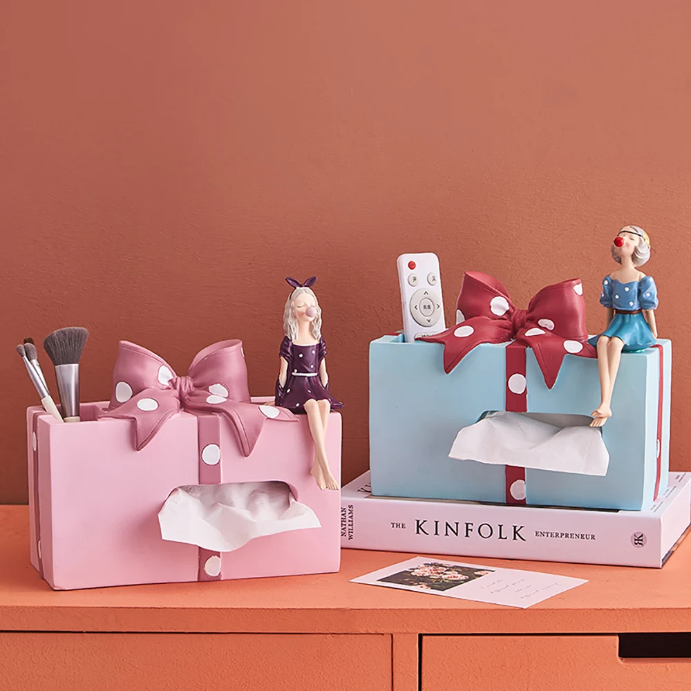 Korean Style Decorative Tissue Box Bow Gift Box Storage Girl Room Decoration Silk Paper Storage Box Resin Desktop Decoration
Korean Style Decorative Tissue Box Bow Gift Box Storage Girl Room Decoration Silk Paper Storage Box Resin Desktop Decoration