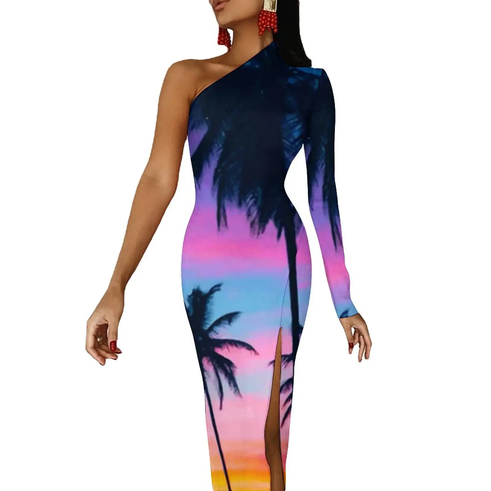 Miami Sunset High Slit Bodycon Dress Palm Trees Print Sexy Maxi Dress Autumn One Shoulder Party Graphic Dresses Birthday Gift
Miami Sunset High Slit Bodycon Dress Palm Trees Print Sexy Maxi Dress Autumn One Shoulder Party Graphic Dresses Birthday Gift