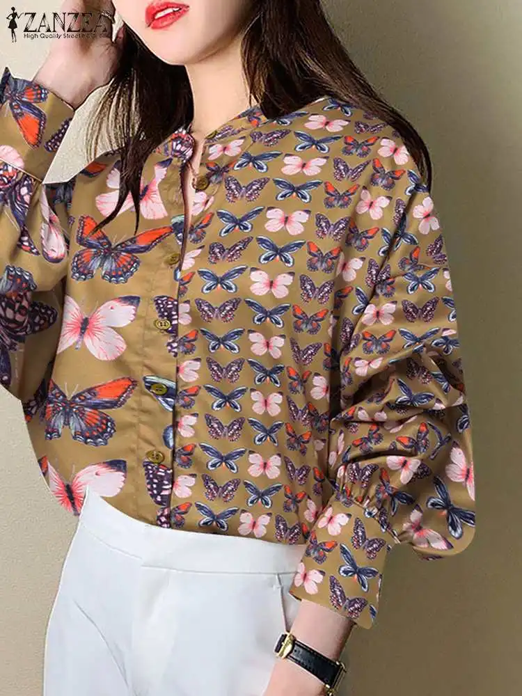 ZANZEA Holiday Button Up Basic Shirts Stand Collar Butterfly Printing Fashion Seamed Blouses Casual Lantern Sleeve Women Chemise
ZANZEA Holiday Button Up Basic Shirts Stand Collar Butterfly Printing Fashion Seamed Blouses Casual Lantern Sleeve Women Chemise