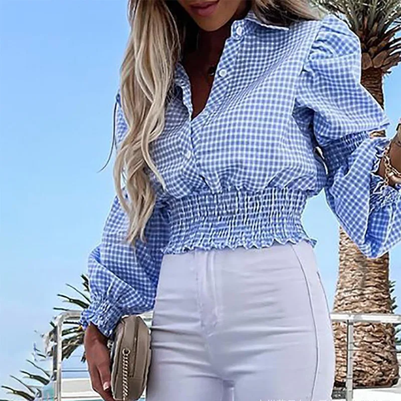 Blouse Plaid Shirt Women's Top 2022 New Lantern Long Sleeve Mesh Corset Single Breasted Shirts
Blouse Plaid Shirt Women's Top 2022 New Lantern Long Sleeve Mesh Corset Single Breasted Shirts