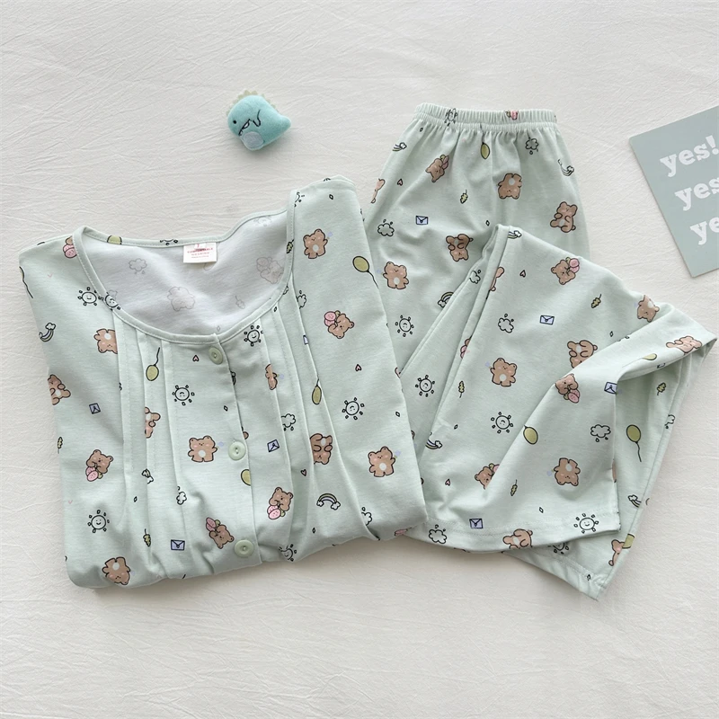 Пижама женская с мультяшным принтом, на весну и осень, новинка 2023, хлопковые брюки с длинным рукавом, комплект из двух предметов, повседневная домашняя одежда
Пижама женская с мультяшным принтом, на весну и осень, новинка 2023, хлопковые брюки с длинным рукавом, комплект из двух предметов, повседневная домашняя одежда