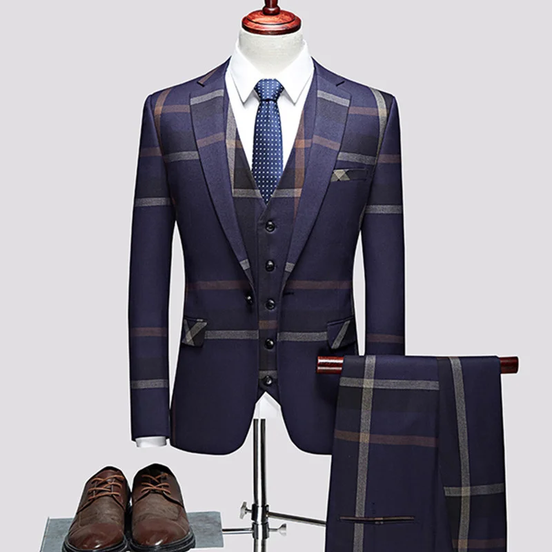 3 Pcs Suits Set Coat Vest Pants / 2022 Fashion Men's Casual Boutique Business Plaid Slim Formal Dress Blazers Jacket Waistcoat
3 Pcs Suits Set Coat Vest Pants / 2022 Fashion Men's Casual Boutique Business Plaid Slim Formal Dress Blazers Jacket Waistcoat