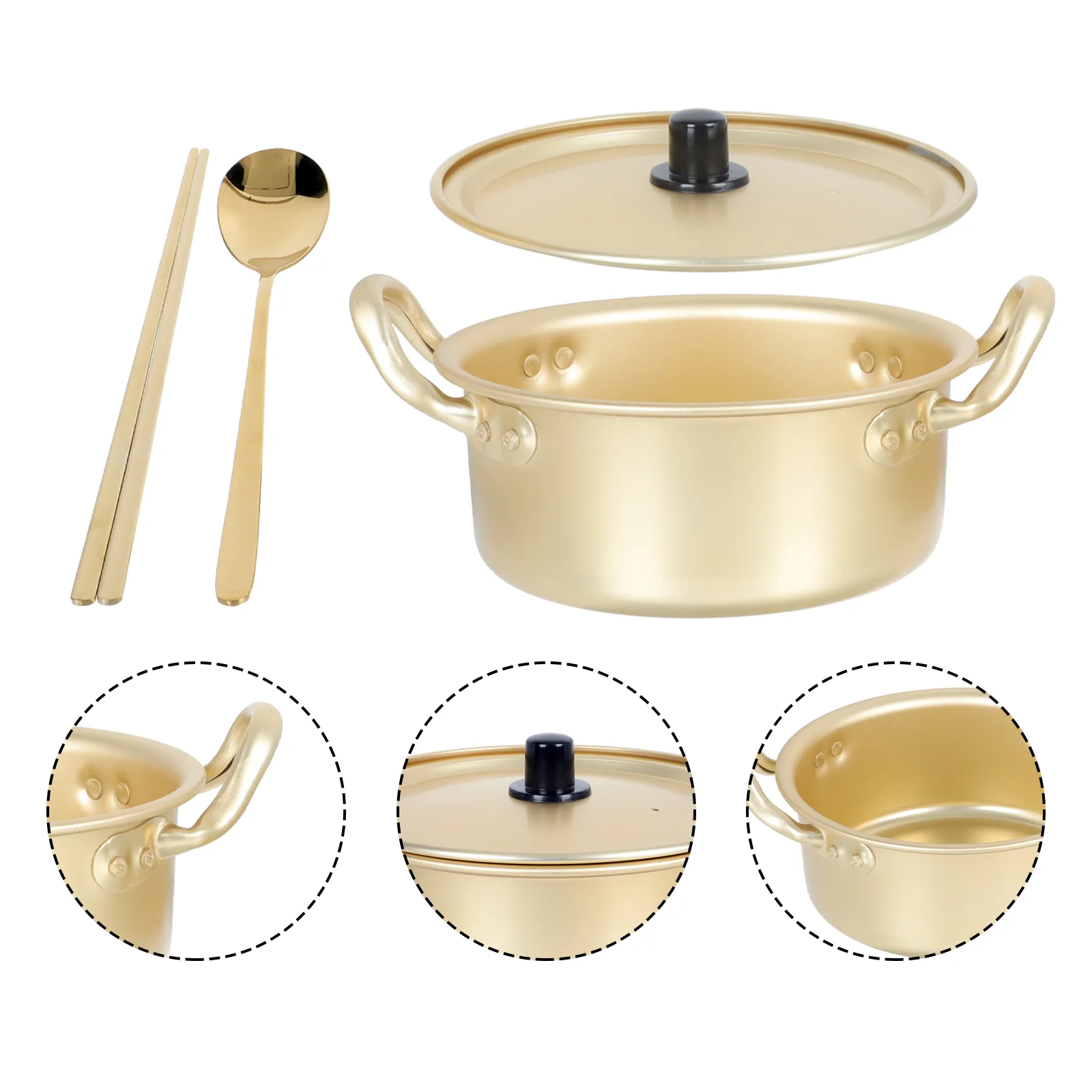 

Pot Ramen Korean Noodle Cookingpan Aluminum Small Pots Soupstockpot Cooker Cookware Lid Stainless Ramyun Noodles Saucepan Steel