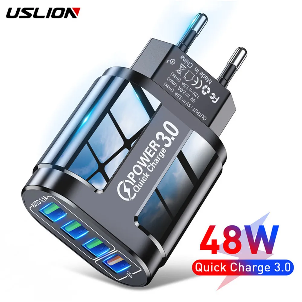 New 48W USB Charger QC3.0 4USB LED EU/US/UK Fast Charger USB-A+Typec Phone Charger For iPhone 13 12 Pro Max Xiaomi Samsung
New 48W USB Charger QC3.0 4USB LED EU/US/UK Fast Charger USB-A+Typec Phone Charger For iPhone 13 12 Pro Max Xiaomi Samsung