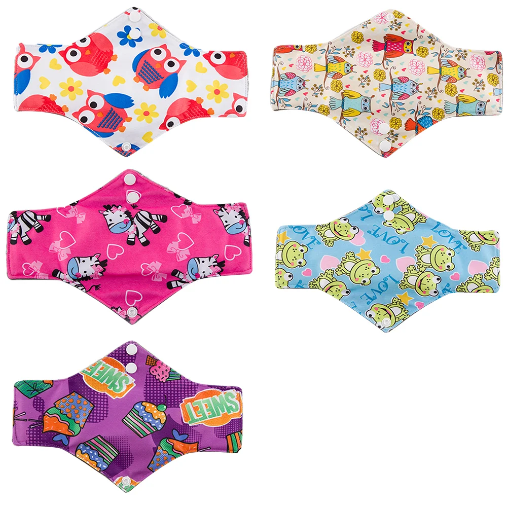 

5Pcs Washable Reusable Sanitary Towel Portable Foldable Bamboo Charcoal Cloth Menstrual Pads 25x18cm (Random Color)