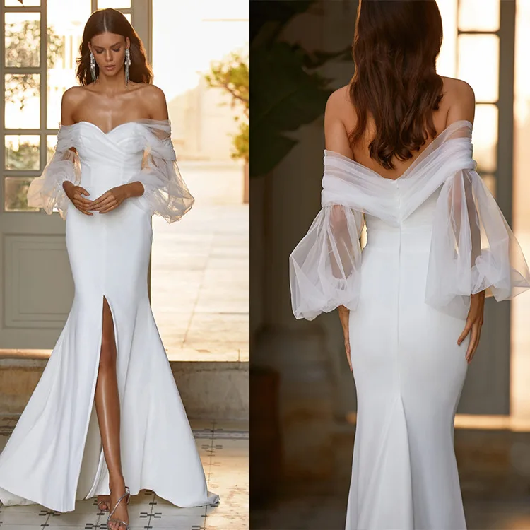Women's Party Dress Beach Resort Style Mesh Long Sleeve Neck Low Cut White Sexy Long Slit Evening Dress Bridesmaid Dress
Women's Party Dress Beach Resort Style Mesh Long Sleeve Neck Low Cut White Sexy Long Slit Evening Dress Bridesmaid Dress