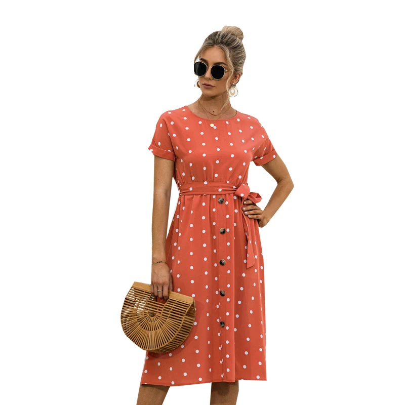 2022 Women Summer Dress New Fashion Casual O-Neck Buttons Lace Up Polka Dot Midi Dress Female Short Sleeve Robe 3 Colors
2022 Women Summer Dress New Fashion Casual O-Neck Buttons Lace Up Polka Dot Midi Dress Female Short Sleeve Robe 3 Colors