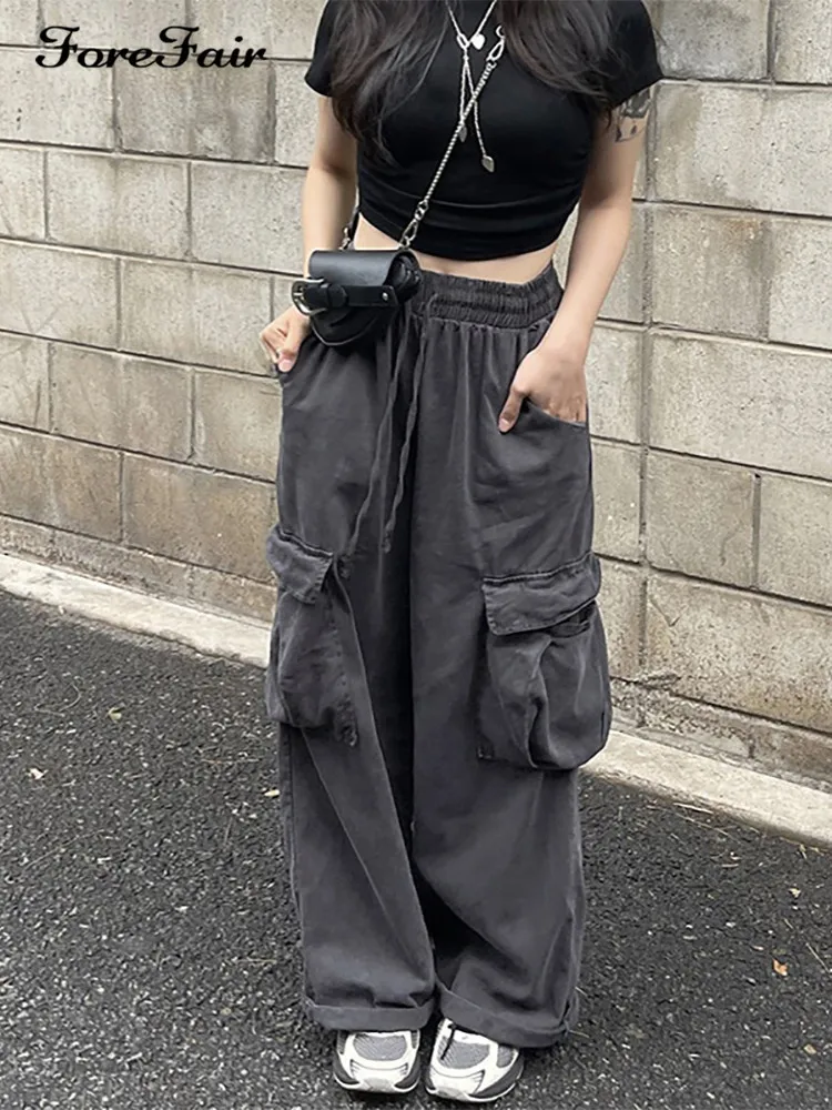 Forefair Casual Oversized Cargo Pants Women 90s Vintage Streetwear Baggy Low Waist Drawstring Y2K Loose Long Pants Wide Leg 2022
Forefair Casual Oversized Cargo Pants Women 90s Vintage Streetwear Baggy Low Waist Drawstring Y2K Loose Long Pants Wide Leg 2022