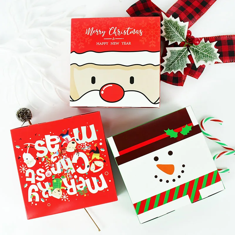 

5Pcs Christmas Candy Boxes Cartoon Santa Snowman Elk Cookie Gift Packaging Merry Christmas Gift Case Navidad Noel Natal New Year
