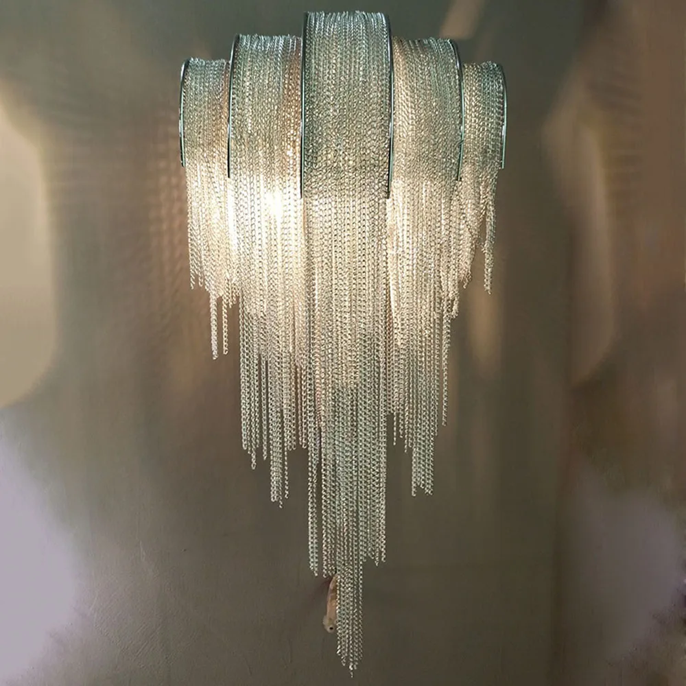 Modern Wall Light Bedroom Bedside Lamps Gold/Silver Aluminum Chain Tassel Design Living Room LED Wall Sconce Indoor Lighting
Modern Wall Light Bedroom Bedside Lamps Gold/Silver Aluminum Chain Tassel Design Living Room LED Wall Sconce Indoor Lighting