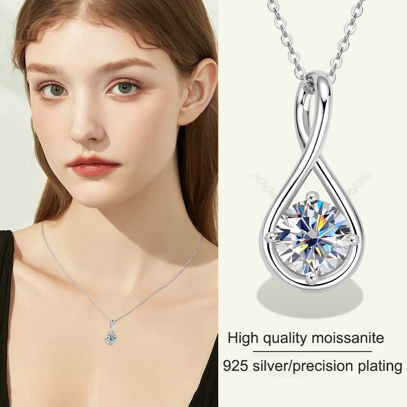 Infinity Love Dancing Pendant 8mm 2ct Moissanite Necklace for Women D Color Round Cut Diamond 925 Silver Jewelry Gifts
Infinity Love Dancing Pendant 8mm 2ct Moissanite Necklace for Women D Color Round Cut Diamond 925 Silver Jewelry Gifts