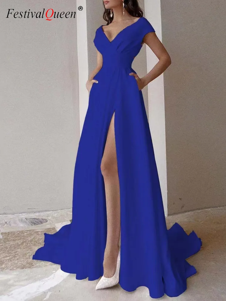 Y2K Women's Dress Splited V-neck Corrugated Edge Solid Short Sleeve Office Lady Female Elegant Evening Party Dresses 2023 Summer
Y2K Women's Dress Splited V-neck Corrugated Edge Solid Short Sleeve Office Lady Female Elegant Evening Party Dresses 2023 Summer
