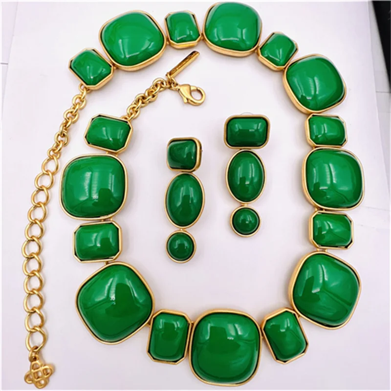 Euramerican style atmosphere exaggerated grandiose square resin necklace earrings jewelry set
Euramerican style atmosphere exaggerated grandiose square resin necklace earrings jewelry set