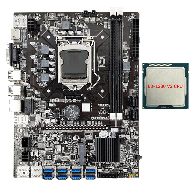 8 GPU B75 Mining Motherboard+E3-1230 V2 CPU 8X USB3.0 To PCIE 1X Graphics Card Slot LGA1155 DDR3 RAM SATA3.0 For BTC/ETH
8 GPU B75 Mining Motherboard+E3-1230 V2 CPU 8X USB3.0 To PCIE 1X Graphics Card Slot LGA1155 DDR3 RAM SATA3.0 For BTC/ETH