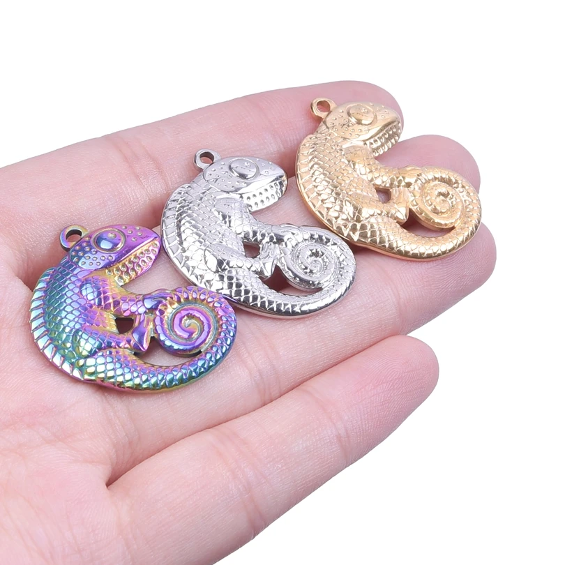 

Animal Lizard Bulk Charms For Jewelry Making Supplies Stainless Steel Pendant Steampunk Accessories Handmade Necklace Earrings