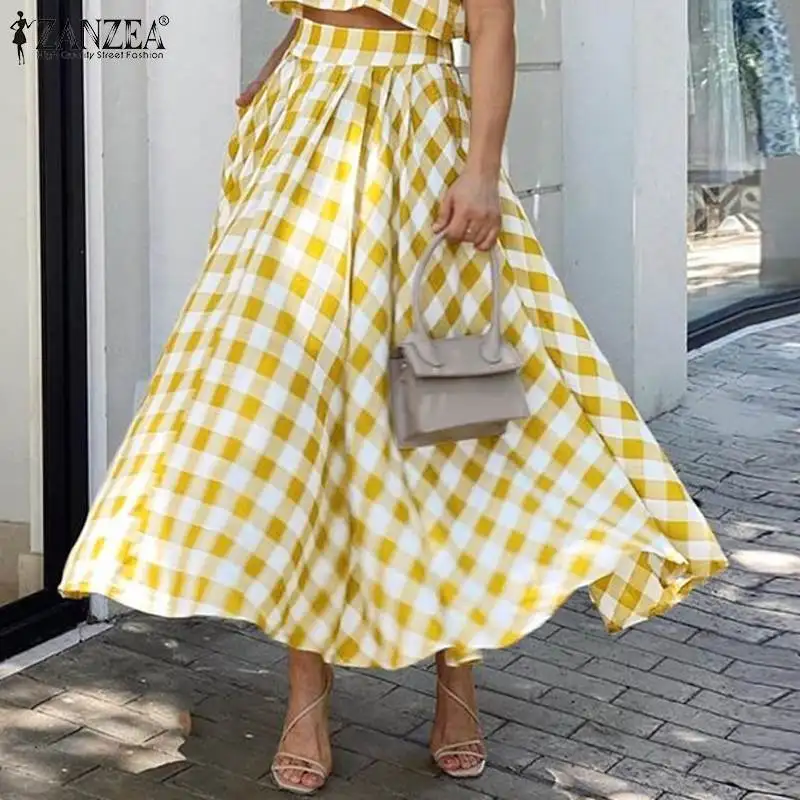 ZANZEA Women Vintage Retro Plaid Skirts 2022 Spring Summer Maxi Long Skirts Casual Elastic Waist Skirts Oversized Female Bottoms 
ZANZEA Women Vintage Retro Plaid Skirts 2022 Spring Summer Maxi Long Skirts Casual Elastic Waist Skirts Oversized Female Bottoms