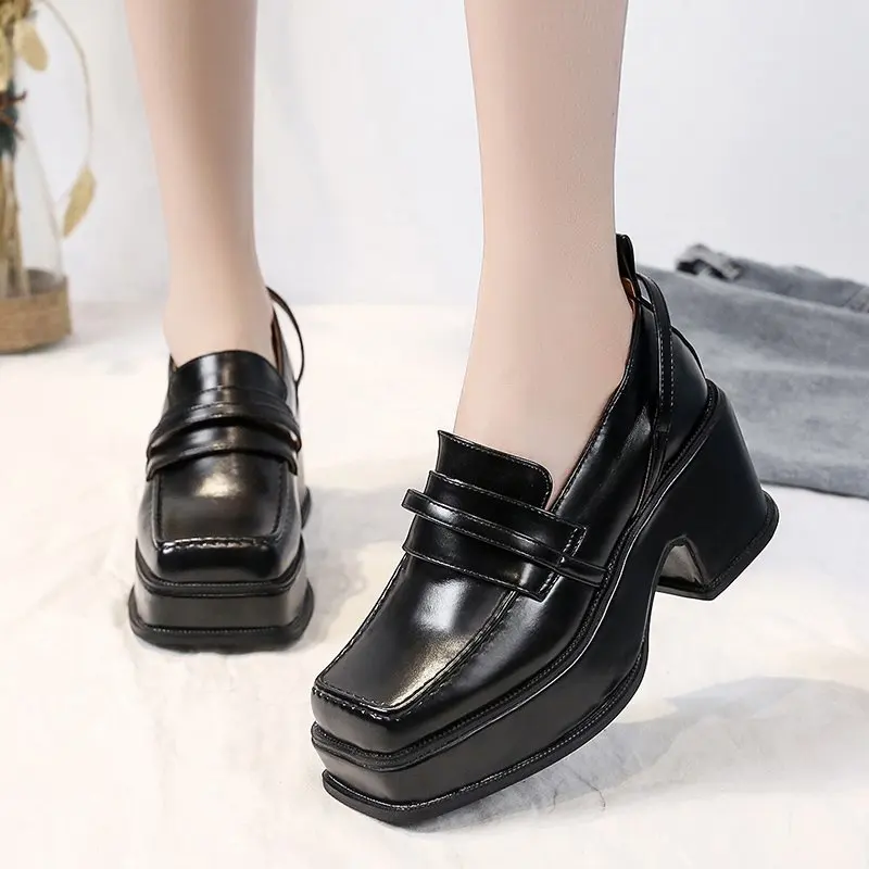 7cm New Fashion Platform High Heels Loafers Square Toe Ladies Dress Black Women Shoes 38 39 
7cm New Fashion Platform High Heels Loafers Square Toe Ladies Dress Black Women Shoes 38 39