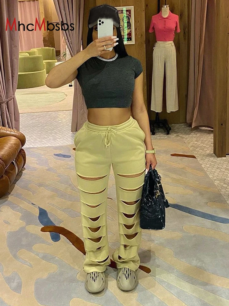 Ripped Casual Sweatpants High Waist Cut Out Baggy Wide Leg Jogging Pants Women Fashion Streetwear Capris Y2K Lady Trousers
Ripped Casual Sweatpants High Waist Cut Out Baggy Wide Leg Jogging Pants Women Fashion Streetwear Capris Y2K Lady Trousers