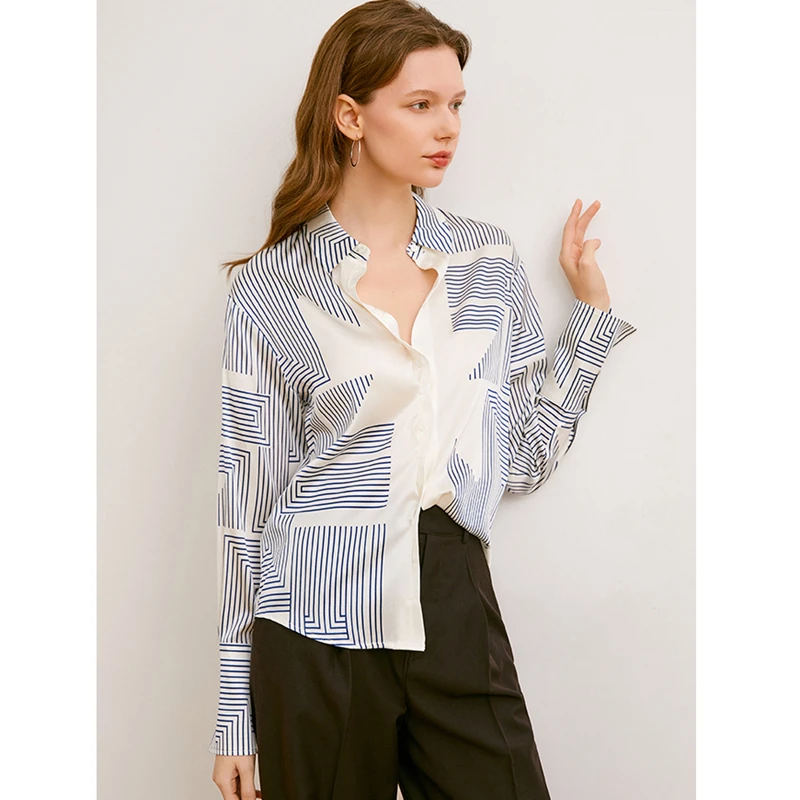 Blouse Women 92% Silk Irregular Stripes Printed Long Sleeves Single-breasted Ladies High Quality Straight Shirt Top New Fashion
Blouse Women 92% Silk Irregular Stripes Printed Long Sleeves Single-breasted Ladies High Quality Straight Shirt Top New Fashion