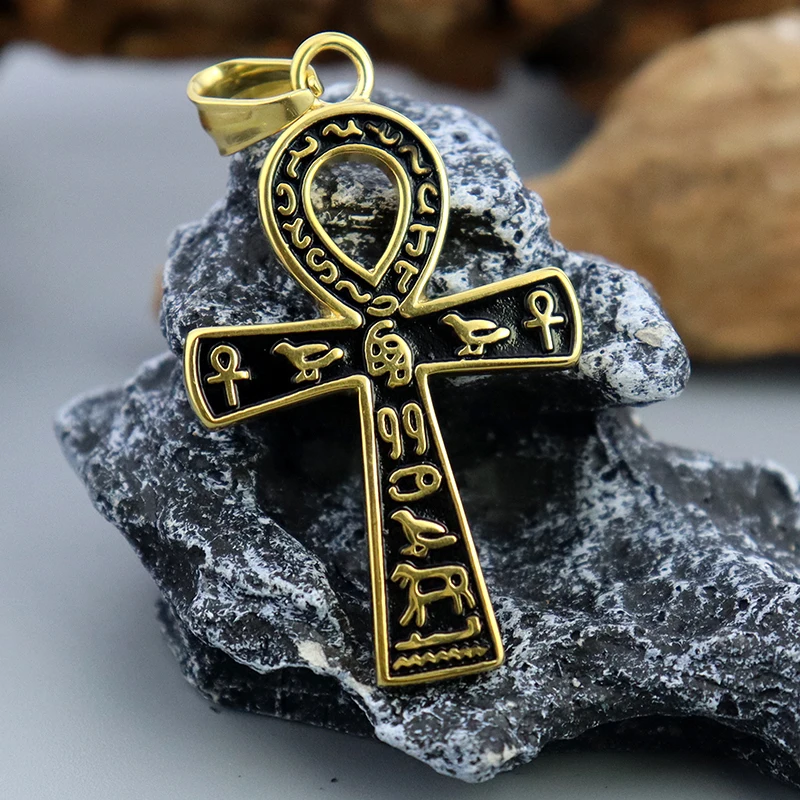 

Vintage Cross Stainless Steel Necklace for Men Women Punk Biker Amulet Ancient Egyptian Ankh Pendant Jewelry Gift Dropshipping