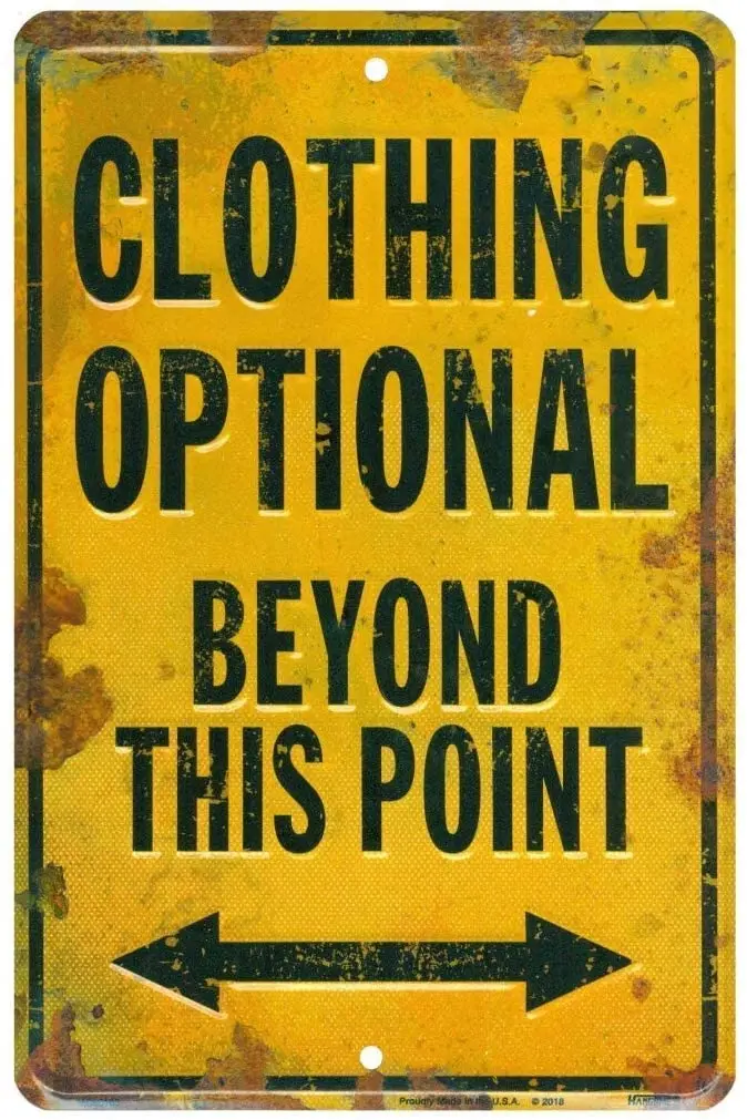 Tin Sign New Clothing Optional Beyond This Point Novelty Parking Sign Funny Distressed Metal Wall Decor Vintage Rust
Tin Sign New Clothing Optional Beyond This Point Novelty Parking Sign Funny Distressed Metal Wall Decor Vintage Rust