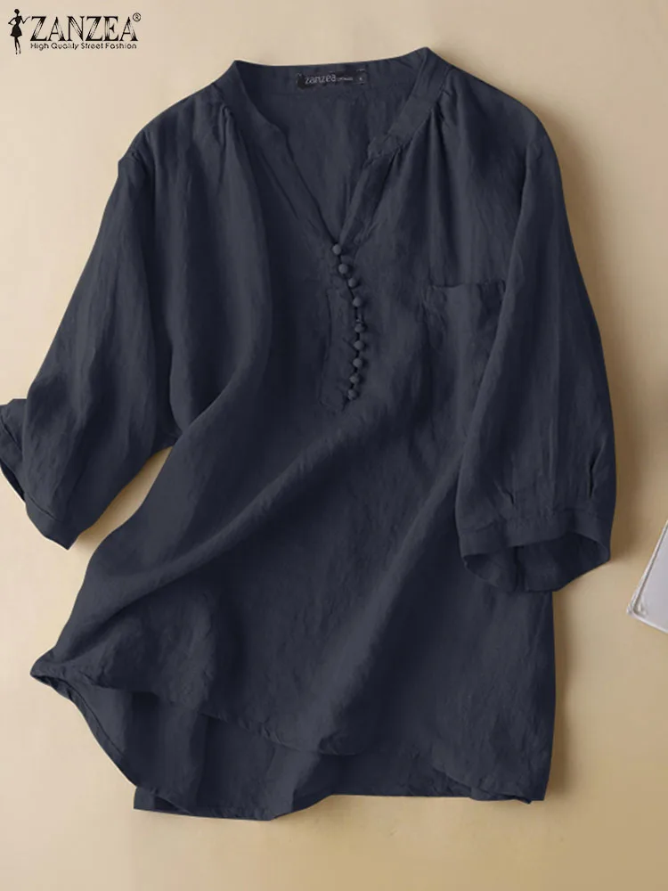 2022 ZANZEA женская блузка с v-образным вырезом и рукавом 3/4, винтажная Однотонная рубашка, Летняя туника, топы, повседневные свободные хлопковые ...
2022 ZANZEA женская блузка с v-образным вырезом и рукавом 3/4, винтажная Однотонная рубашка, Летняя туника, топы, повседневные свободные хлопковые ...