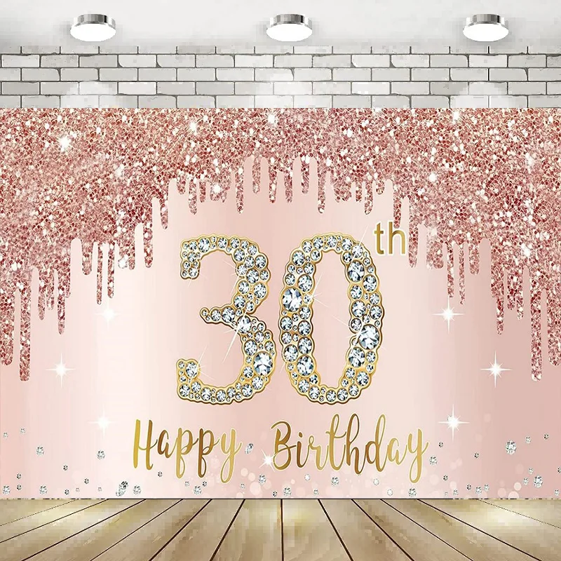 Happy 30th Birthday Banner Photography Backdrop Decorations Rose Gold Background Banner Poster Decor Party Balloon Gift Lover
Happy 30th Birthday Banner Photography Backdrop Decorations Rose Gold Background Banner Poster Decor Party Balloon Gift Lover