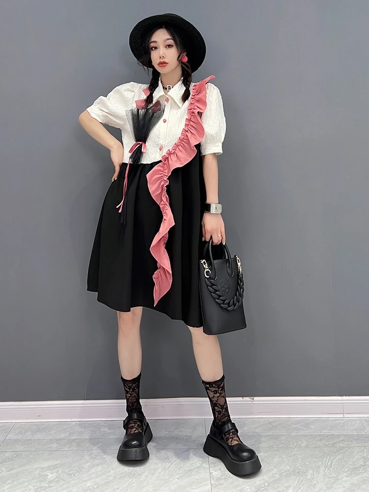 SuperAen 2022 Summer New Fashion Casual Ruffle Mesh Shirt Sweet Turn-down Collar Puff Sleeve Flounced Edge Woman Dress
SuperAen 2022 Summer New Fashion Casual Ruffle Mesh Shirt Sweet Turn-down Collar Puff Sleeve Flounced Edge Woman Dress