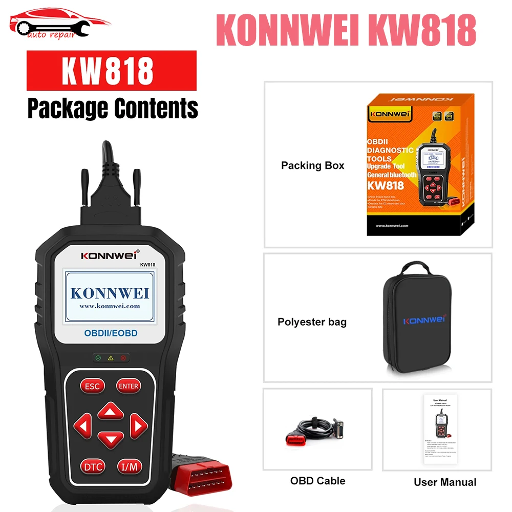 KONNWEI KW818 OBD2 сканер Расширенный ODBII EOBD 12 В тестер батареи проверка двигателя автомобильный считыватель кодов автомобильный диагностический инструмент
KONNWEI KW818 OBD2 сканер Расширенный ODBII EOBD 12 В тестер батареи проверка двигателя автомобильный считыватель кодов автомобильный диагностический инструмент