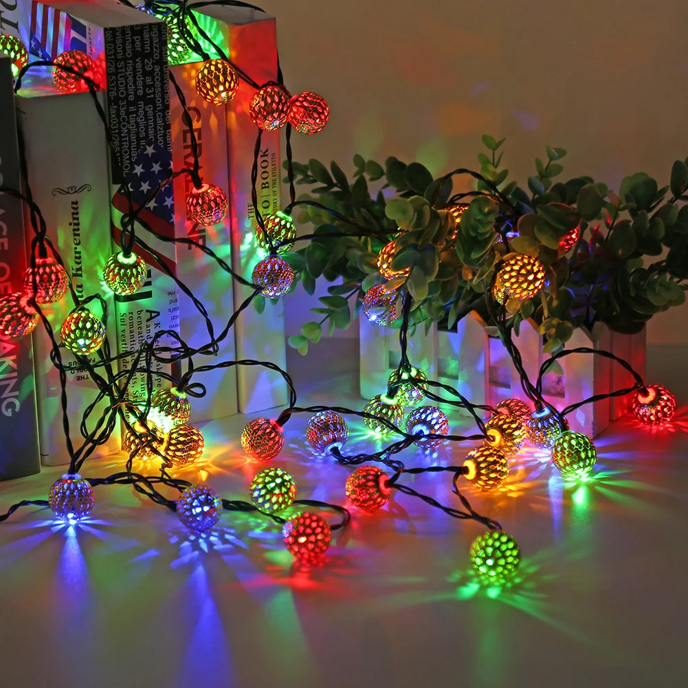 Solar Powered Moroccan Ball Lamp String Waterproof LED Wrought Iron Metal Hollow Out Ball Colorful Light Lighting Party Decor
Solar Powered Moroccan Ball Lamp String Waterproof LED Wrought Iron Metal Hollow Out Ball Colorful Light Lighting Party Decor