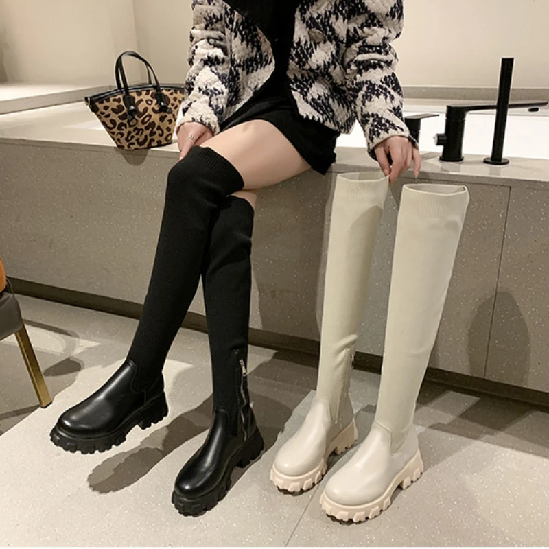 Breathable Knitting Sock Upper Women Thigh High Boots Stretch Round Toe Thick Sole Boots Autumn Winter Plus Size43 Women Shoes
Breathable Knitting Sock Upper Women Thigh High Boots Stretch Round Toe Thick Sole Boots Autumn Winter Plus Size43 Women Shoes
