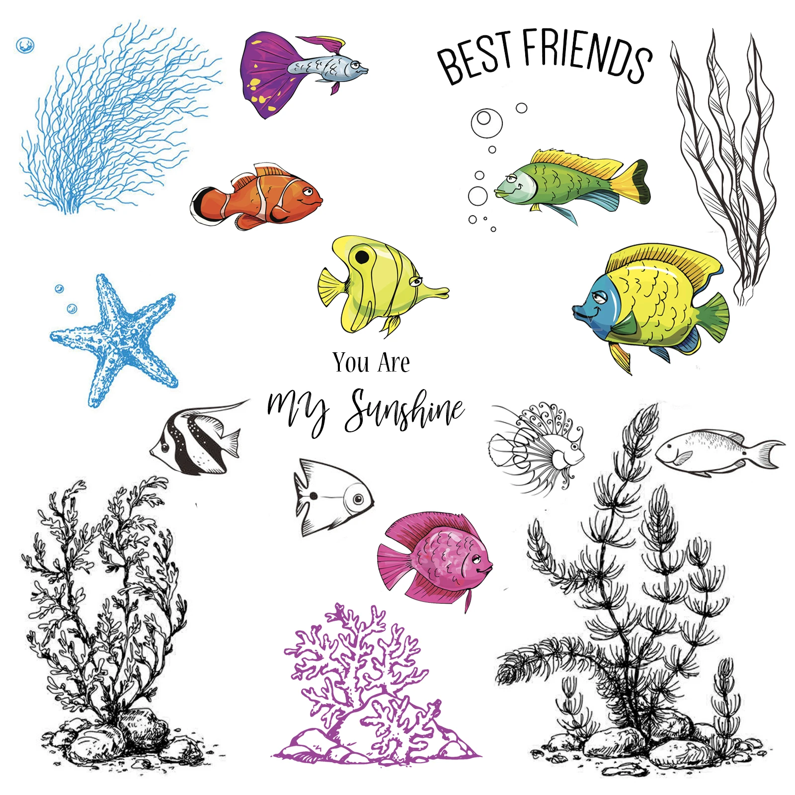 

AZSG Tropical Fishes|Coral|Waterweed Clear Stamps/Seals For DIY Scrapbooking/ Fun Card Making/Album Decorative Stamp Crafts