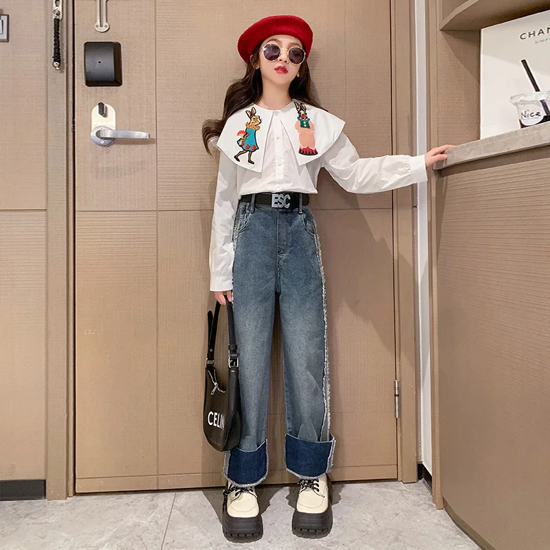 8 10 years Girls Cartoon Rabbit Embroidery White Shirts 2023 Long Sleeve Teen Girls Tops
8 10 years Girls Cartoon Rabbit Embroidery White Shirts 2023 Long Sleeve Teen Girls Tops