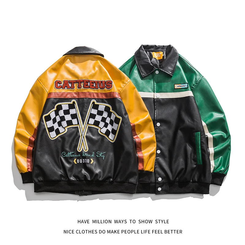 New Spring F1 Racing Embroid Men PU Leather Coach Jacket Unisex Women Baseball Varsity Bomber Street Couple Motorcycle Stadium
New Spring F1 Racing Embroid Men PU Leather Coach Jacket Unisex Women Baseball Varsity Bomber Street Couple Motorcycle Stadium