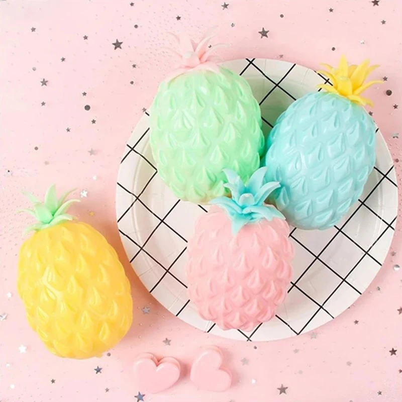 

8cm*5cm Colorful Pineapple Squeeze Ball Mesh Squishy Anti Stress Balls Fidget Toys Decompression Anxiety Venting Gift For Kids