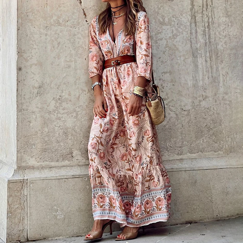 Autumn Fashion V-Neck Long Sleeve Dresses Female Vintage Patchwork Print Long Dress Vestido Women Bohemian Beach Maxi Vestidos
Autumn Fashion V-Neck Long Sleeve Dresses Female Vintage Patchwork Print Long Dress Vestido Women Bohemian Beach Maxi Vestidos