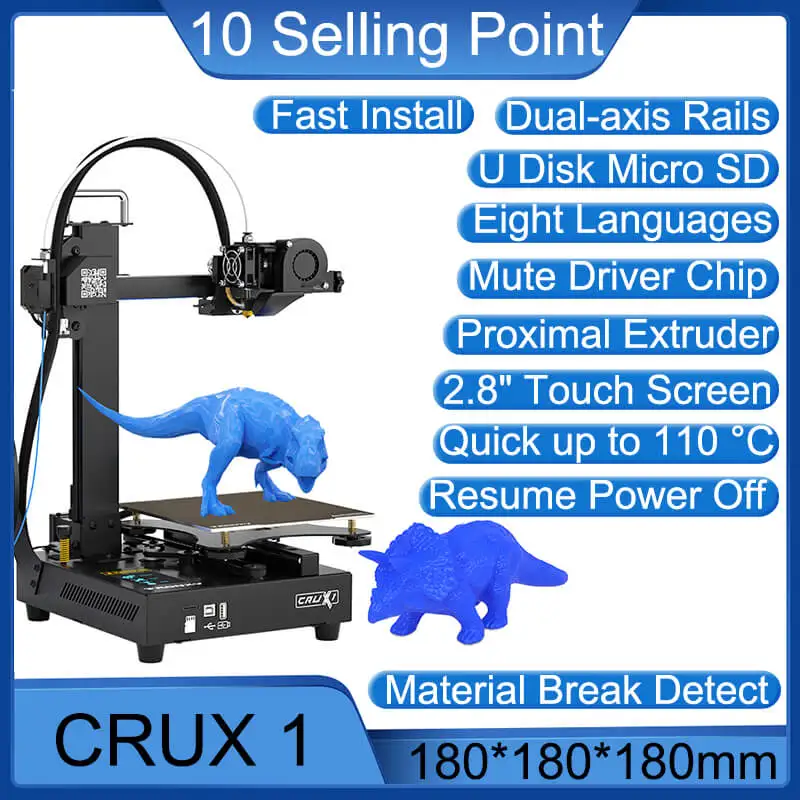Tronxy CRUX 1 Mini 3D Printer Machine Full Color Touch Screen Printing Size 180*180*180mm Desktop Extruder Printer Impresora 3D
Tronxy CRUX 1 Mini 3D Printer Machine Full Color Touch Screen Printing Size 180*180*180mm Desktop Extruder Printer Impresora 3D