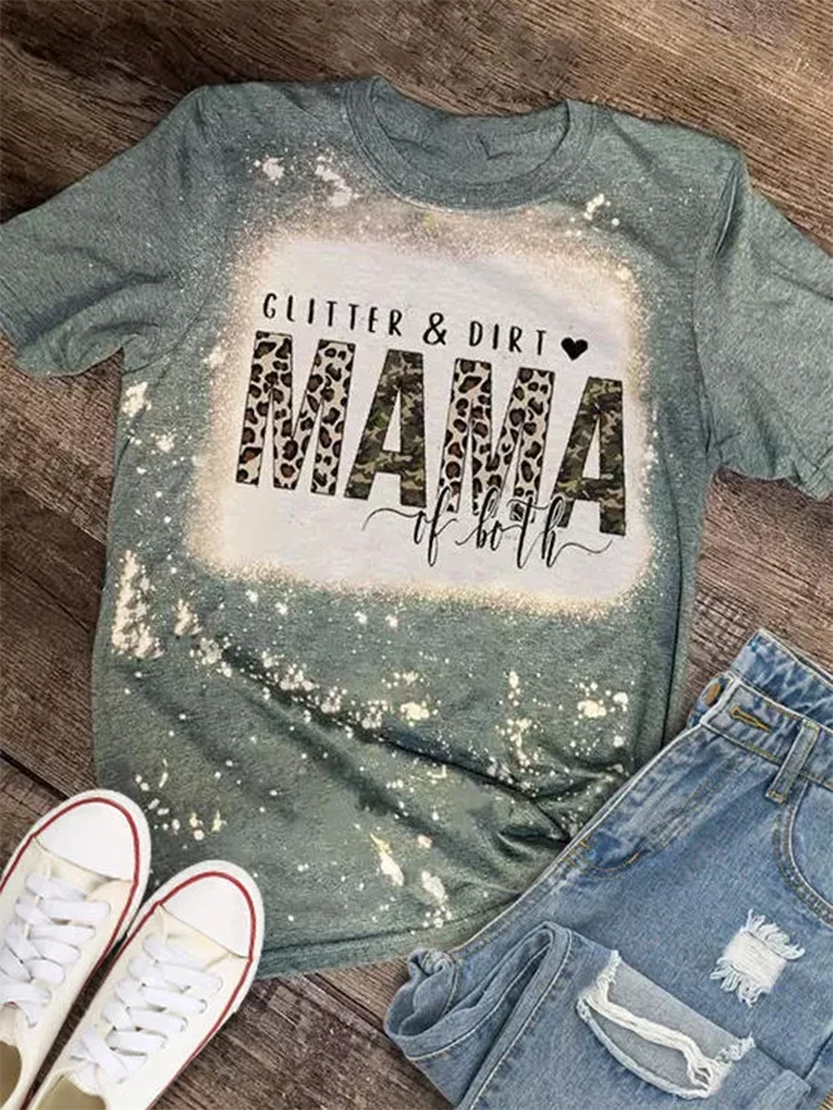Summer Women T-Shirt Glitter & Dirt Mama Of Both Leopard Bleached O-Neck Short Sleeve Tee Printed Tops Camisetas De Mujer
Summer Women T-Shirt Glitter & Dirt Mama Of Both Leopard Bleached O-Neck Short Sleeve Tee Printed Tops Camisetas De Mujer