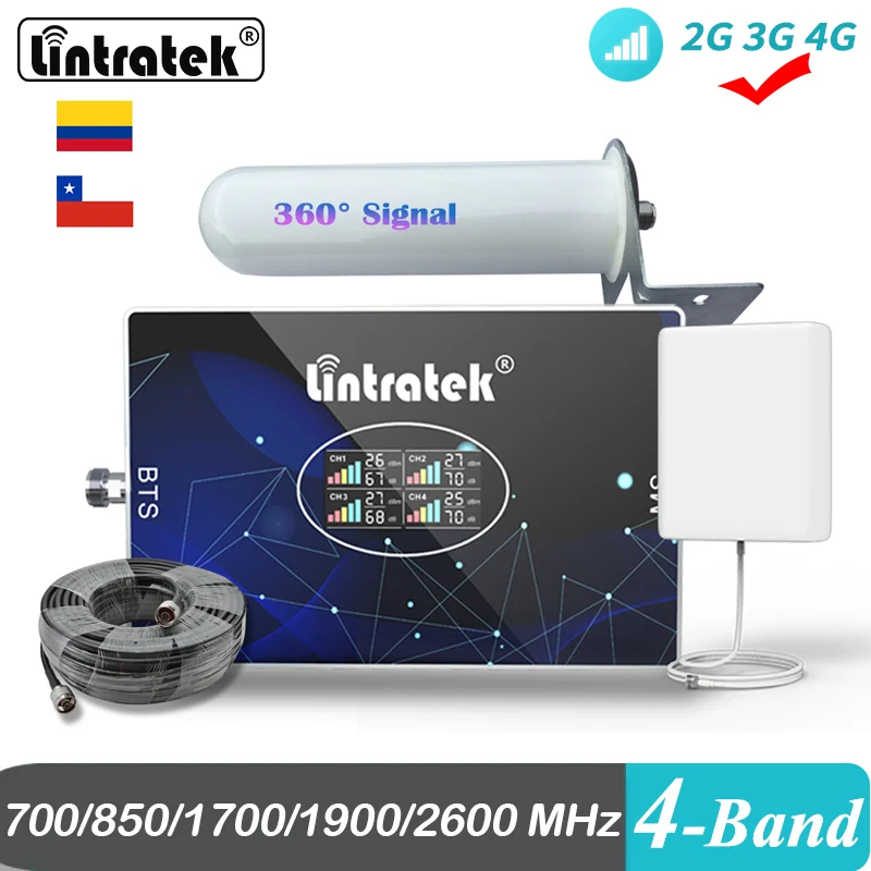 Lintratek 2G 3G 4G Cellular Amplifier 4-band B28 700 CDMA 850 1700 1900 LTE 2600MHz Signal Booster ALC 70dB Repeater Antenna Kit
Lintratek 2G 3G 4G Cellular Amplifier 4-band B28 700 CDMA 850 1700 1900 LTE 2600MHz Signal Booster ALC 70dB Repeater Antenna Kit