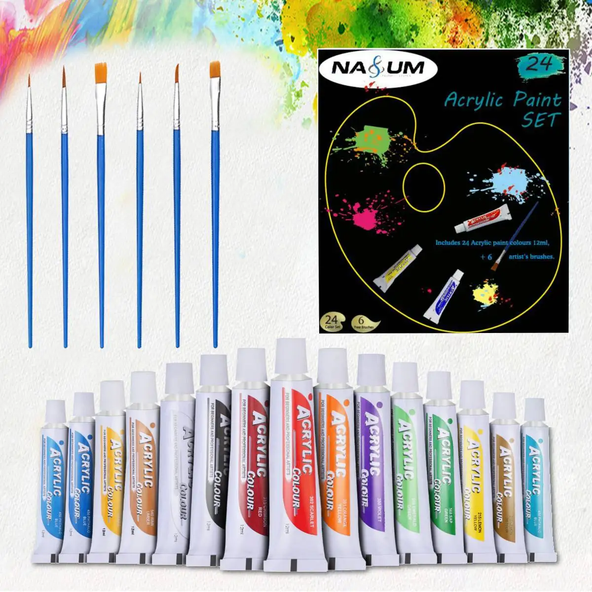 Набор акриловых художественных красок, 6 кисточек премиум класса, 24 цвета, 12 мл, легко чистить и быстро сушить, для холста, дерева, керамики, детей, студентов
Набор акриловых художественных красок, 6 кисточек премиум класса, 24 цвета, 12 мл, легко чистить и быстро сушить, для холста, дерева, керамики, детей, студентов