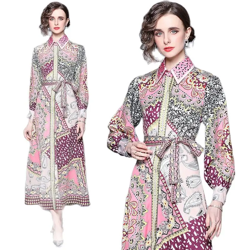 2022 New Pink Floral Printed Women Dress Lapel Spring Summer Vintage Office Elegant Long Sleeve Dress
2022 New Pink Floral Printed Women Dress Lapel Spring Summer Vintage Office Elegant Long Sleeve Dress
