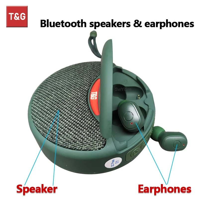 

TG808 Bluetooth Speaker Mini Wireless Headphone 2 in 1 Portable Sound Box Subwoofer Stereo Hands-free Multi-function / TF Card