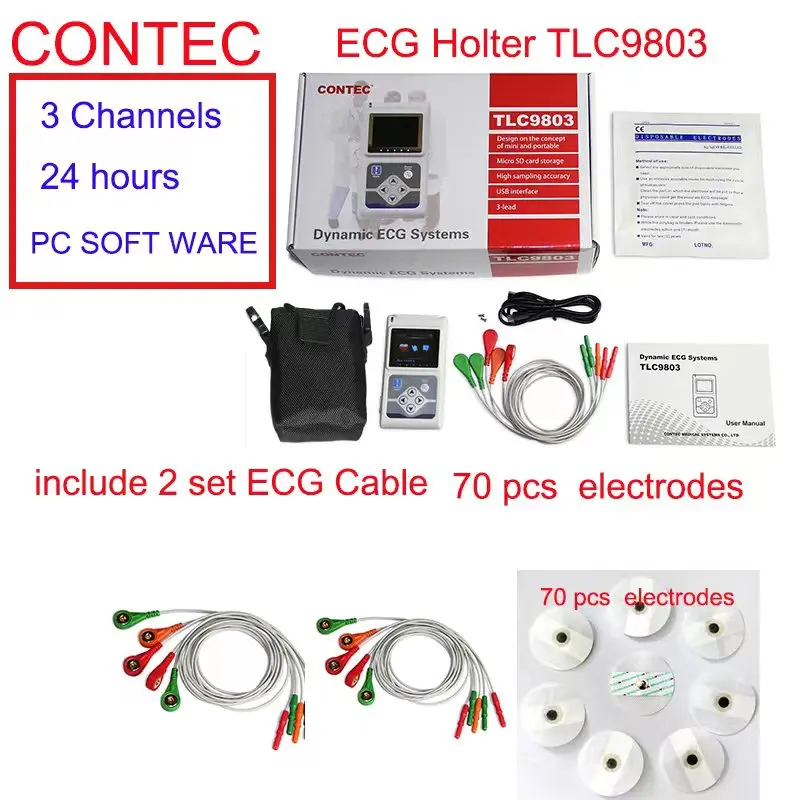 CONTEC TLC 9803 динамическая система контроля ЭКГ 24-часовой регистратор Holter TLC9803