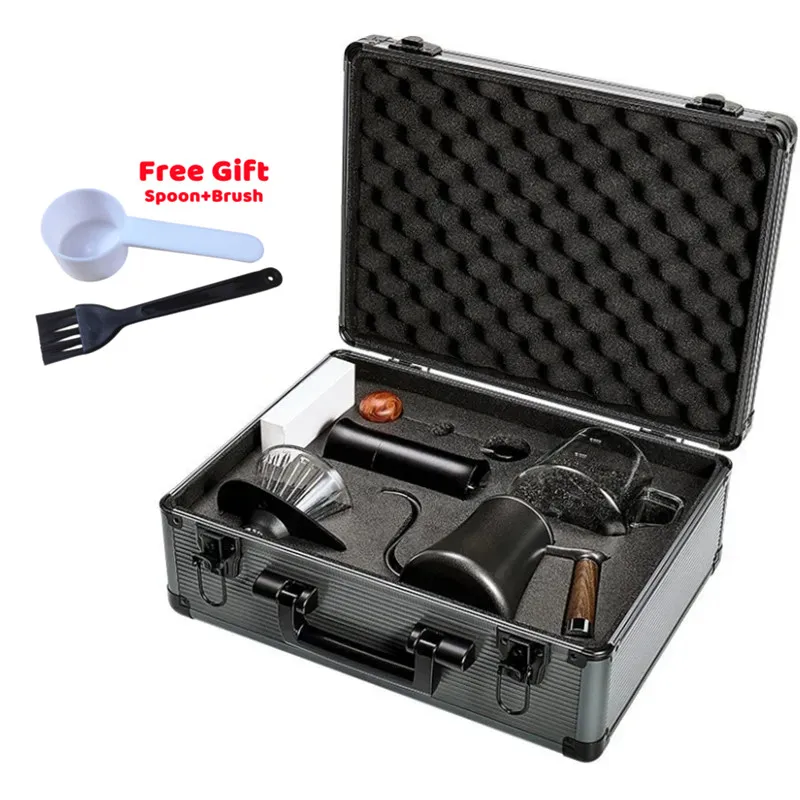 5pcs Coffee Set Manual Coffee Grinder with Filter Dripper Cup Gooseneck Kettle Hand Brewed Punch Pot Coffee Supplies Set 
5pcs Coffee Set Manual Coffee Grinder with Filter Dripper Cup Gooseneck Kettle Hand Brewed Punch Pot Coffee Supplies Set