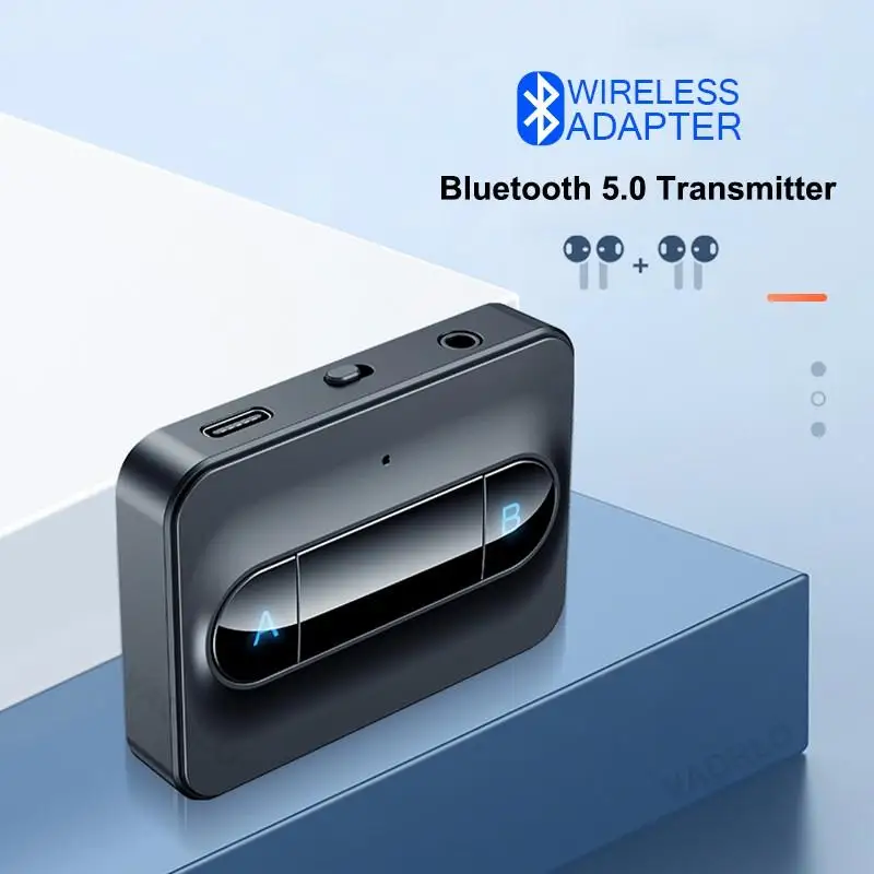 Multipoint Bluetooth 5.0 Audio Transmitter 3.5mm AUX RCA Low Latency Stereo Wireless Adapter Connect 2 Headphones For TV PC Box
Multipoint Bluetooth 5.0 Audio Transmitter 3.5mm AUX RCA Low Latency Stereo Wireless Adapter Connect 2 Headphones For TV PC Box